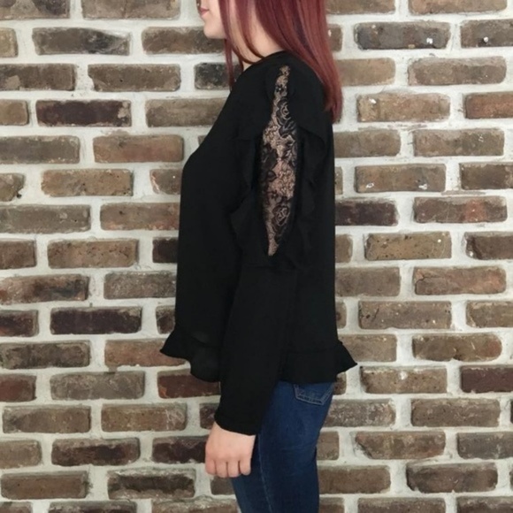 NWT Cynthia Rowley Black Laced Blouse Size Medium - Picture 7 of 8